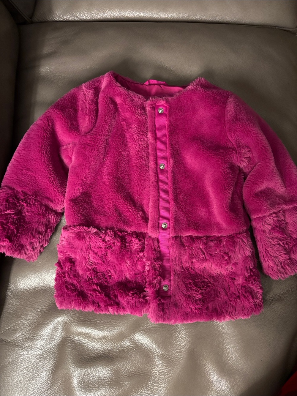 Cat & Jack Bright Fuchsia Plush Faux-Fur Coat